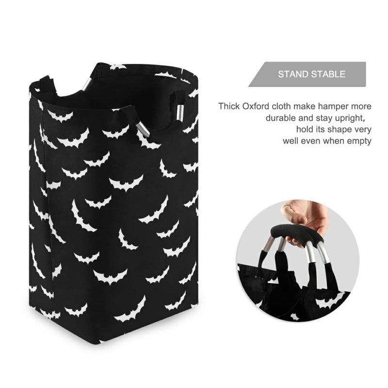 XUWU 50L Laundry Basket Halloween Bats Goth Foldable Laundry Hamper with Padded Handles Waterproof Durable Clothes Hamper Storage Basket for Clothes Organizer - Image 5